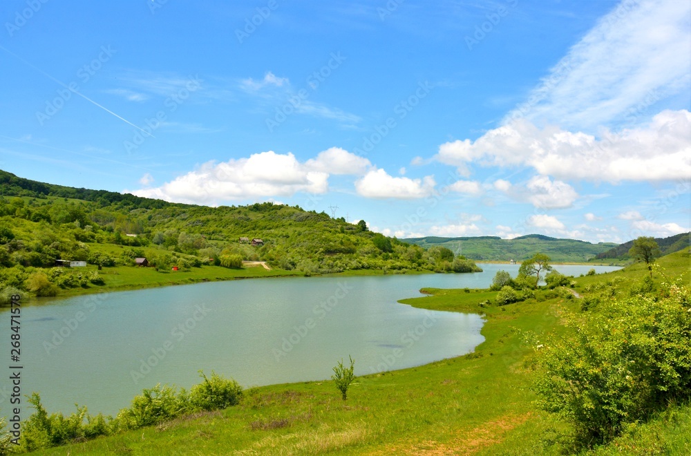 the panorama of Lake Bezid in Mures County - Romania