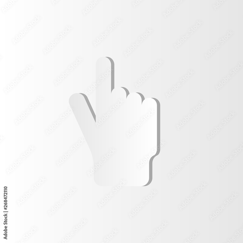 Click here the button hand vector icon. Simple modern design illustration.