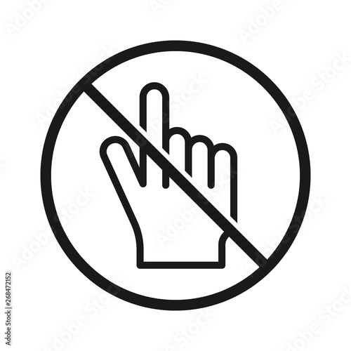 No Hand cursor sign vector icon. Do not touch or press. Simple modern design illustration.
