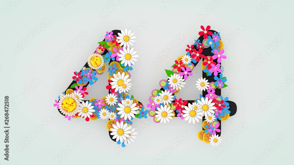 Numerical digit floral animation, 44. Numerical digit floral animation, 44.