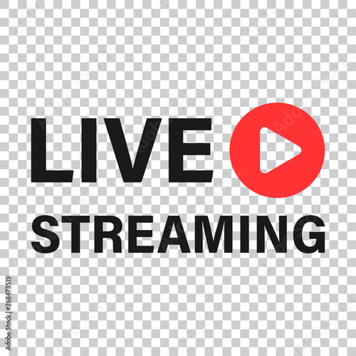Live video icon in transparent style. Streaming tv vector illustration on isolated background. Broadcast business concept.