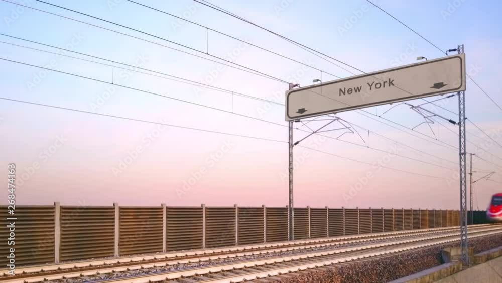 new york train station signboard,train travels under railway billboard new york train station signboard,train travels under railway billboard