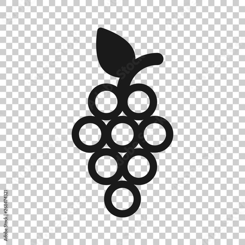 Grape fruits sign icon in transparent style. Grapevine vector illustration on isolated background. Wine grapes business concept.