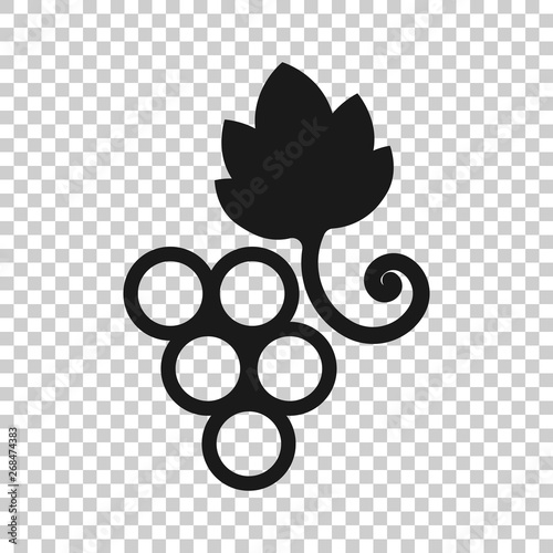 Grape fruits sign icon in transparent style. Grapevine vector illustration on isolated background. Wine grapes business concept.
