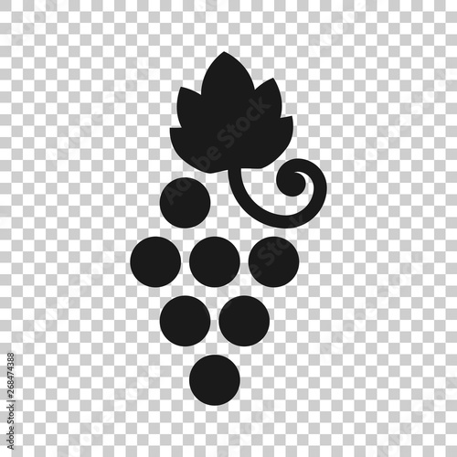 Grape fruits sign icon in transparent style. Grapevine vector illustration on isolated background. Wine grapes business concept.