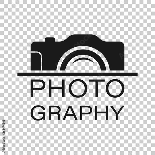 Camera device sign icon in transparent style. Photography vector illustration on isolated background. Cam equipment business concept.
