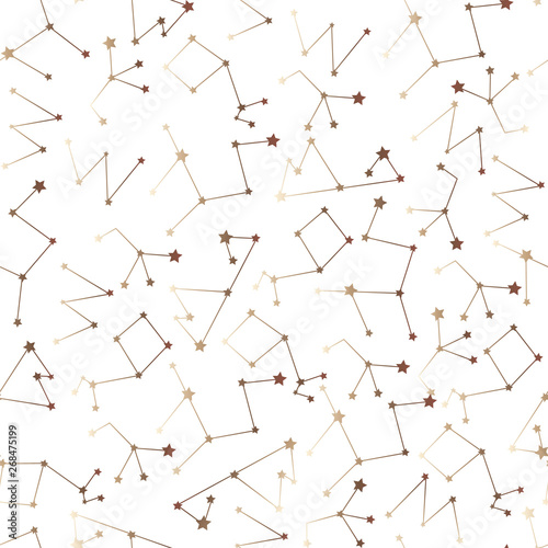 Seamless pattern with constellations. Space background with stars