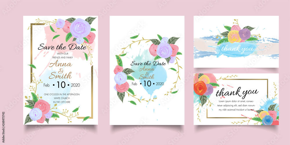 template Wedding invite, invitation,save the date card design paper cut style.