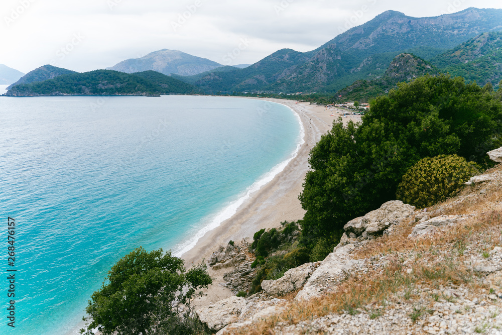 view of the island Turkey beach in Oludeniz Mediterranean sea