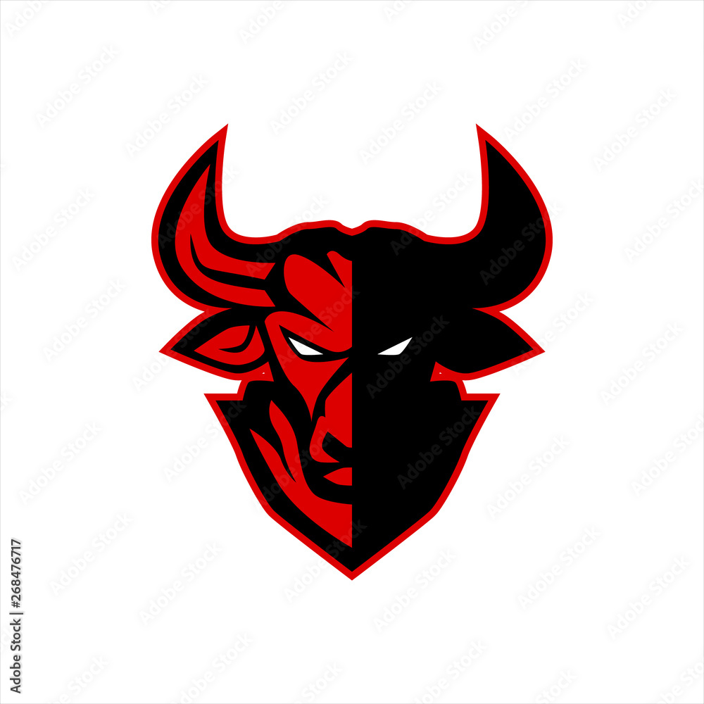 BULLS HEAD MASCOT LOGO DESIGN BULLS HEAD MASCOT LOGO DESIGN