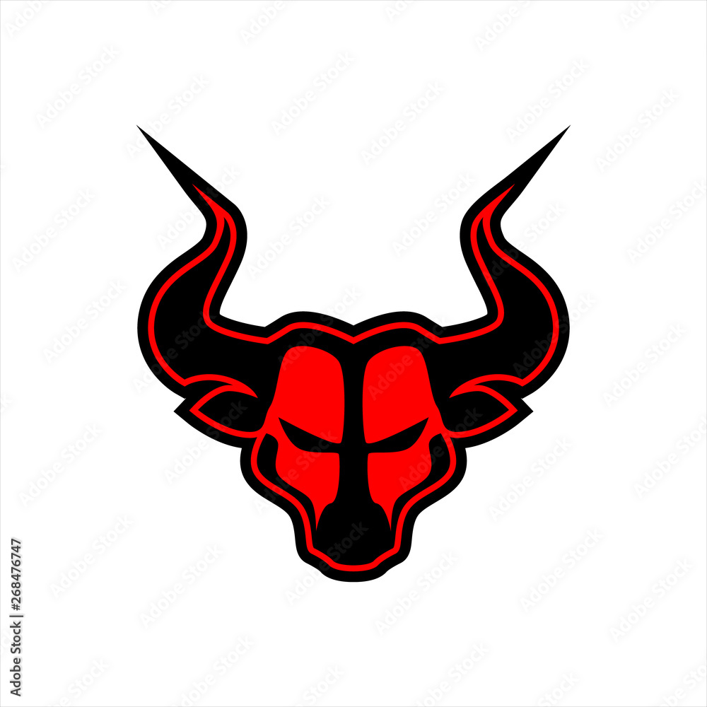 BULLS HEAD MASCOT LOGO DESIGN BULLS HEAD MASCOT LOGO DESIGN