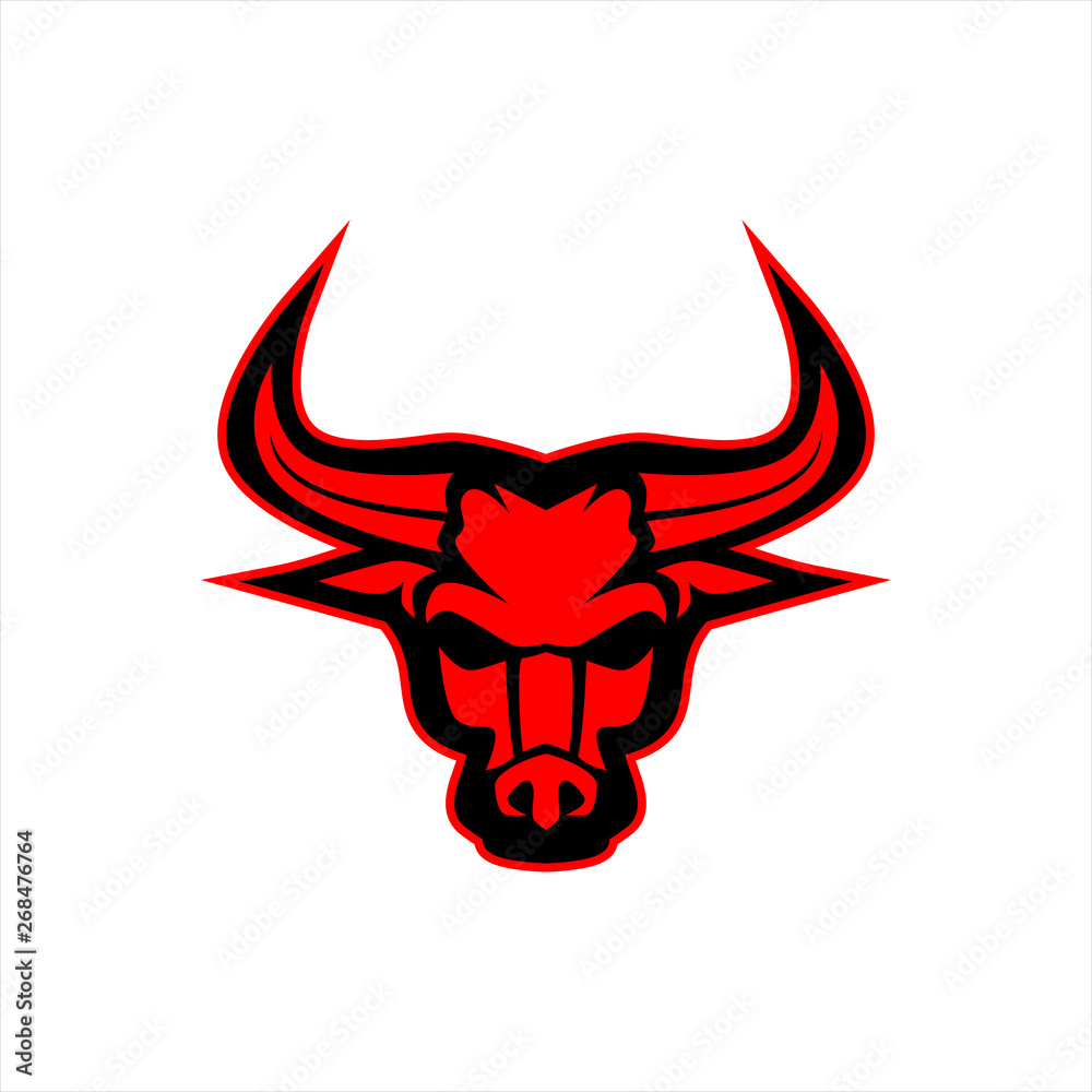 BULLS HEAD MASCOT LOGO DESIGN BULLS HEAD MASCOT LOGO DESIGN