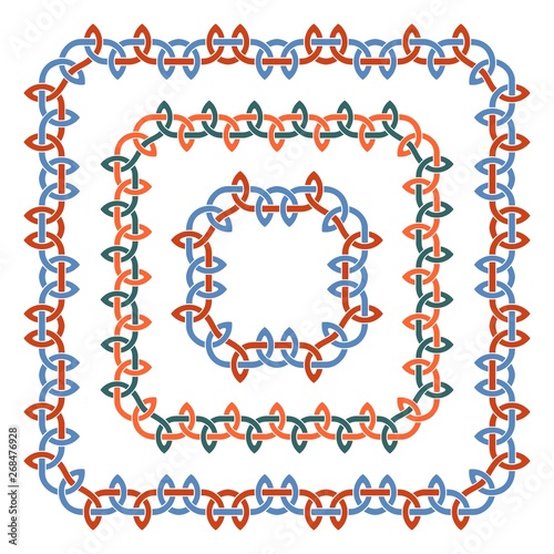 Three colored celtic frames. It consists of patterns. Vector set