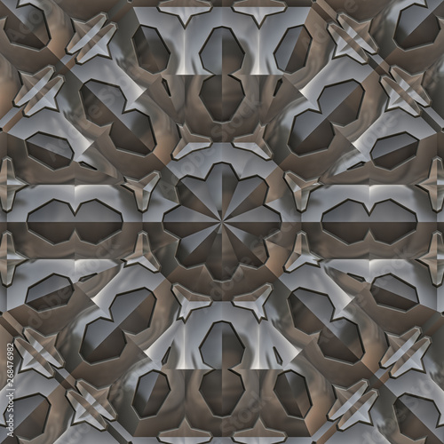 3d effekt - abstrakt oktagonal sternförmig metallisch illustration  photo