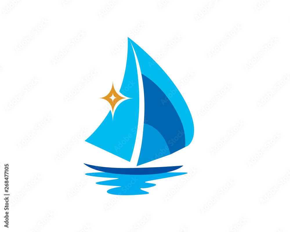 Modern Sailboat Logo Illustration In Isolated White Background