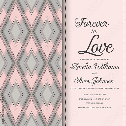 Wedding invitation card suite with flowers. Template. Vector Illustration