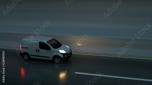 White delivery van on highway. Transport and logistic concept. 3D Illustration © Dmitry