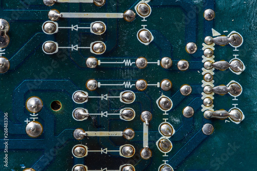 Details of a blue printed circuit board.