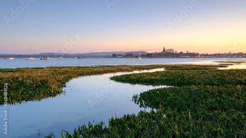 Sunrise over Bosham harbour and village  West Sussex  UK