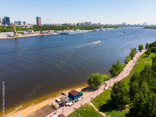 Top view of the park Severnoye Tushino in Moscow, Russia. photo