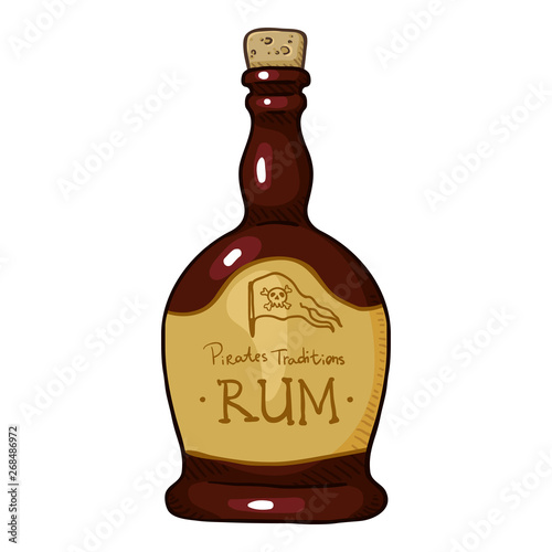 Vector Cartoon Illustration - Bottle of Rum