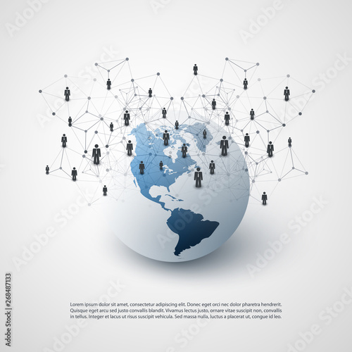 Networks - Global Business Connections - Social Media Concept Design with North and South America Side of the Earth Globe 