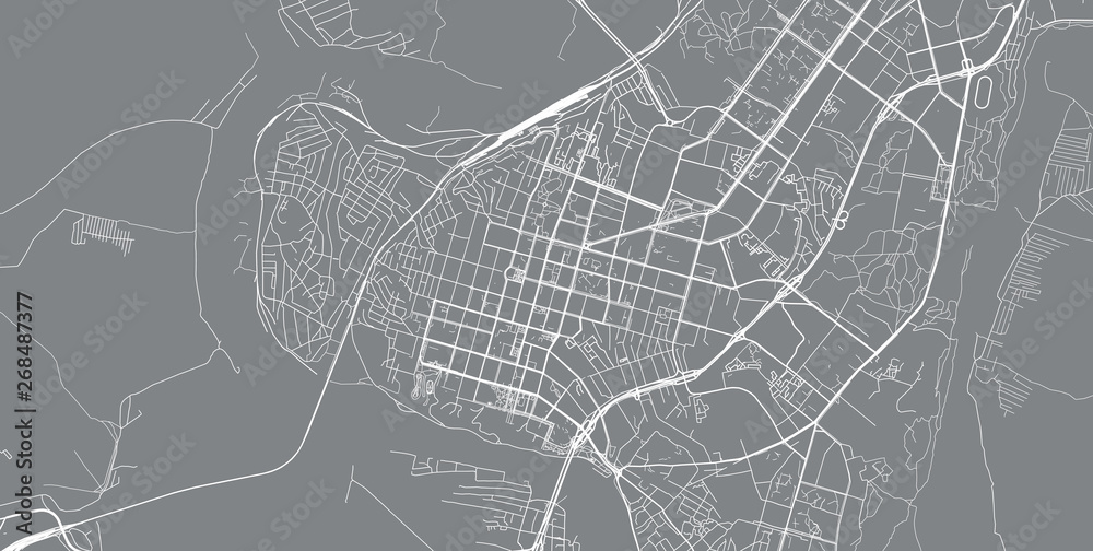 Urban vector city map of Ufa, Russia