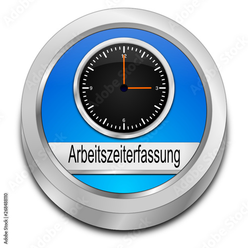Time Tracking Button - in german - 3D illustration