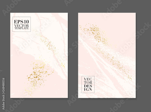 Vector decoration cards design in pink white soft colors with golden glitter texture for cover, banner, invitation, card Branding and identity Vector illustration.