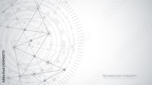 Global network connection. Abstract geometric background with connecting dots and lines. Digital technology and communication concept.