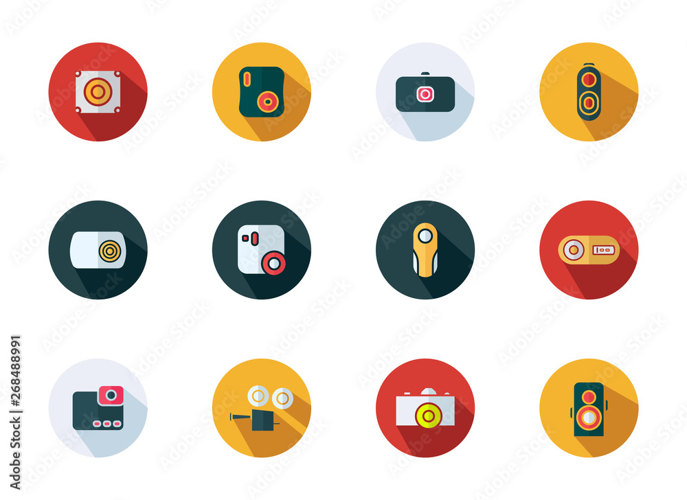 Camera flat icons set - Camera modern flat sign vector illustration collection - vector Camera flat icons set - Camera modern flat sign vector illustration collection - vector