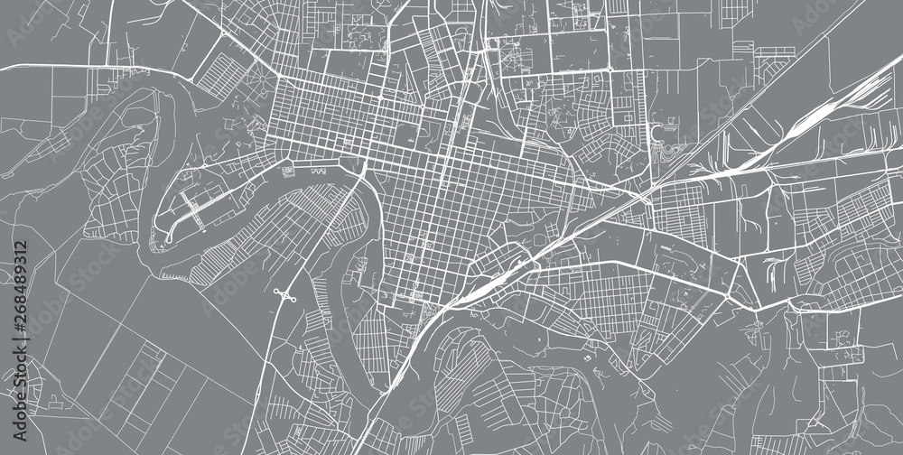 Urban vector city map of krasnodar, Russia