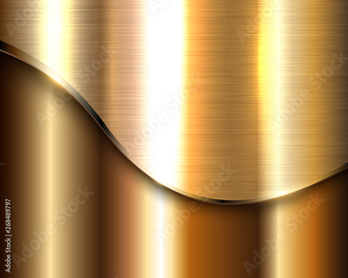 Gold metallic background, elegant shiny business abstract metal background