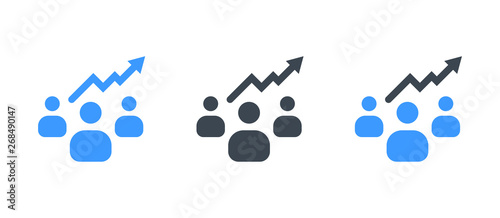 Business people growth icon - Glyph vector illustration