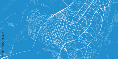 Urban vector city map of Ufa, Russia