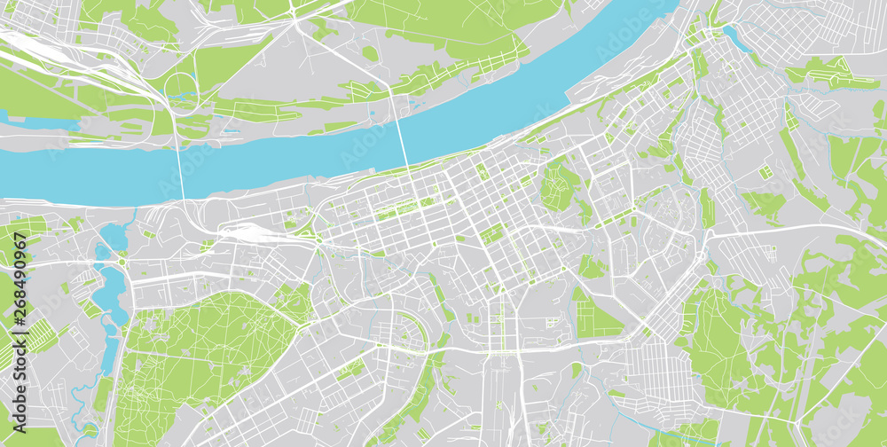 Urban vector city map of Perm, Russia