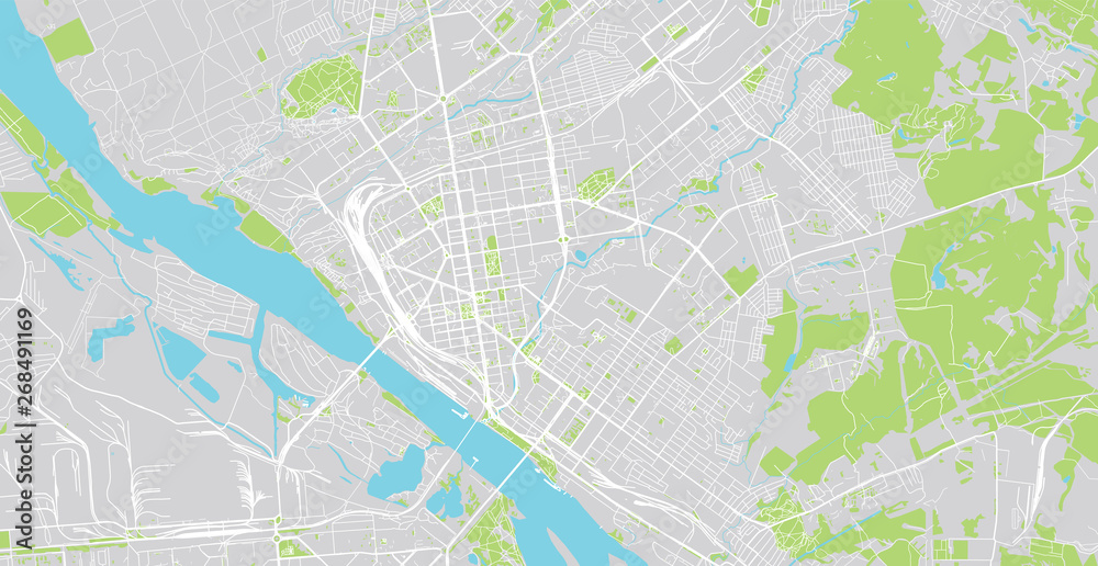 Urban vector city map of novosibirsk, Russia