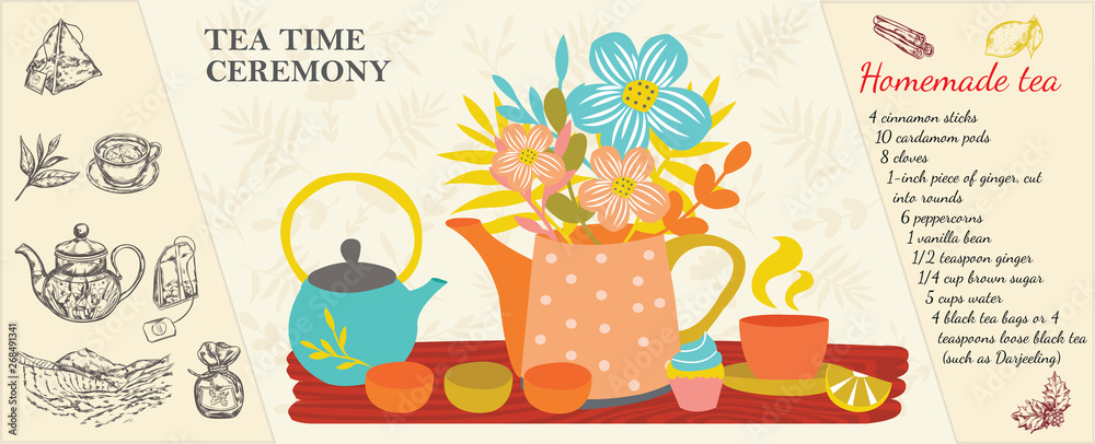 Hand Drawn Tea Time Concept