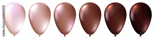 Set of realistic monochrome isolated brown balloons. Template for a business card, banner, poster, notebook, invitation