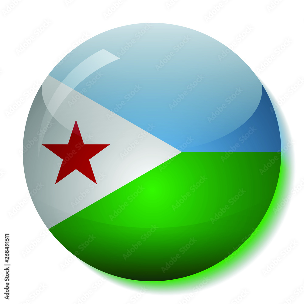 Djibouti flag glass button vector illustration