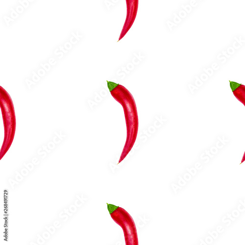 Red peppers seamless pattern background. Template for a business card, banner, poster, notebook, invitation, menu with modern watercolor botanical art