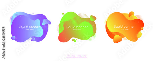 Set of abstract geometric banners. Liquid shapes background elements. Templates for banner, brochure, book cover, booklet, applications or web design. Vector illustration.