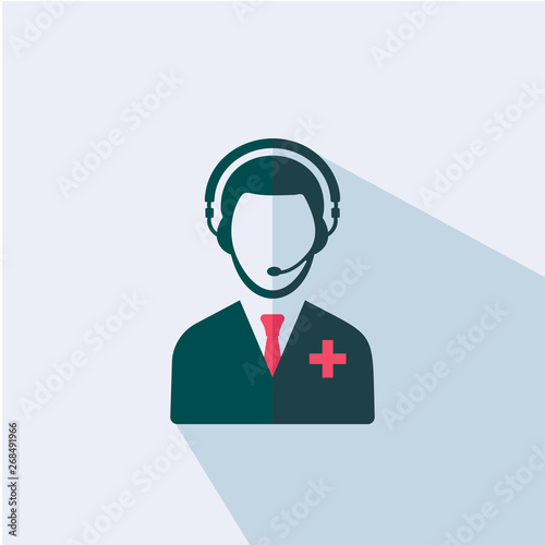 Medical call center icon - health support sign - Flat vector