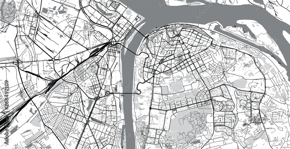 Naklejka premium Urban vector city map of Nizhny Novgorod, Russia