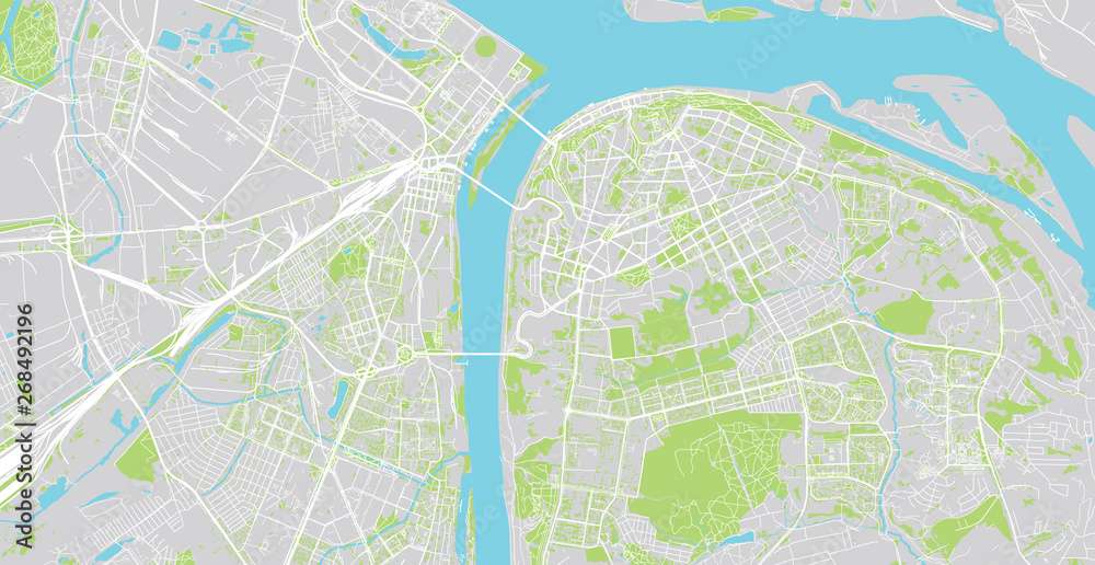 Obraz premium Mapa miasta miejskiego wektor Niżny Nowogród, Rosja