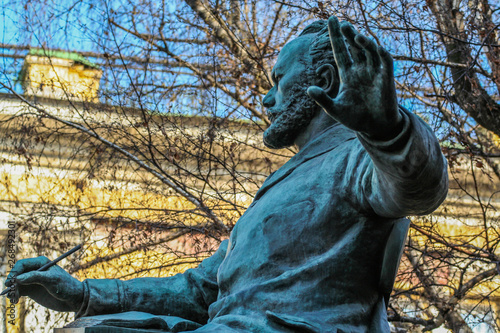 2010.04.11, Moscow, Russia. Side view of the Monument to Peter Tchaikovsky by the conservatory. Famous Russian composer.