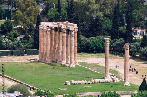 Ancient Temple of Olympian Zeus, Athens, Greece. View from the mountain. photo