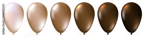 Set of realistic monochrome isolated brown balloons. Template for a business card, banner, poster, notebook, invitation