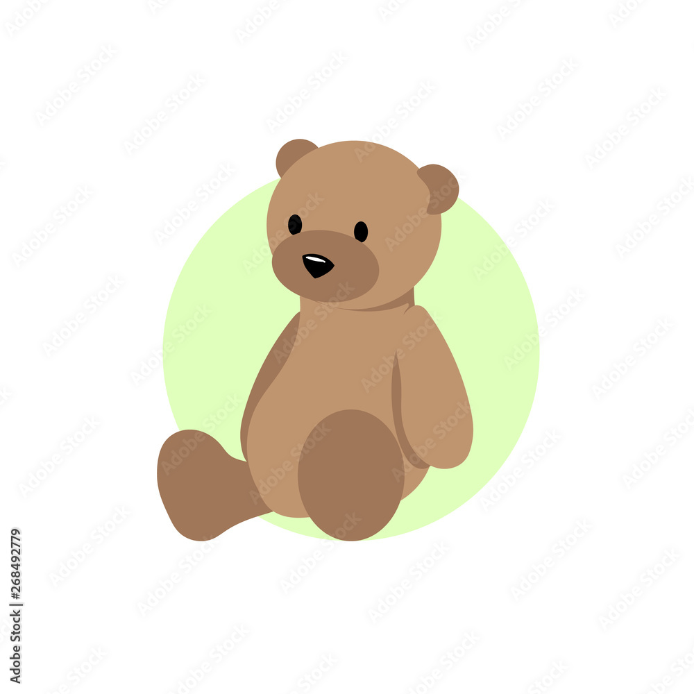 Vector illustration of a brown teddy bear on a green background. Easy to recolour, with removable background. Perfect for children's t-shirts, birthday invitations and kid's parties. Vector illustration of a brown teddy bear on a green background. Easy to recolour, with removable background. Perfect for children's t-shirts, birthday invitations and kid's parties.