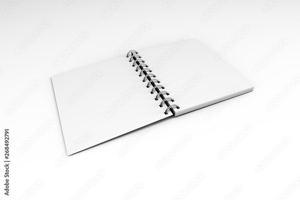 White Mock Up Spiral Open Notebook 3D White Mock Up Spiral Open Notebook 3D